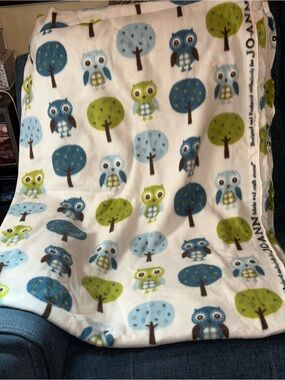 Owl Print & Lime Green Fleece fabric - several yards